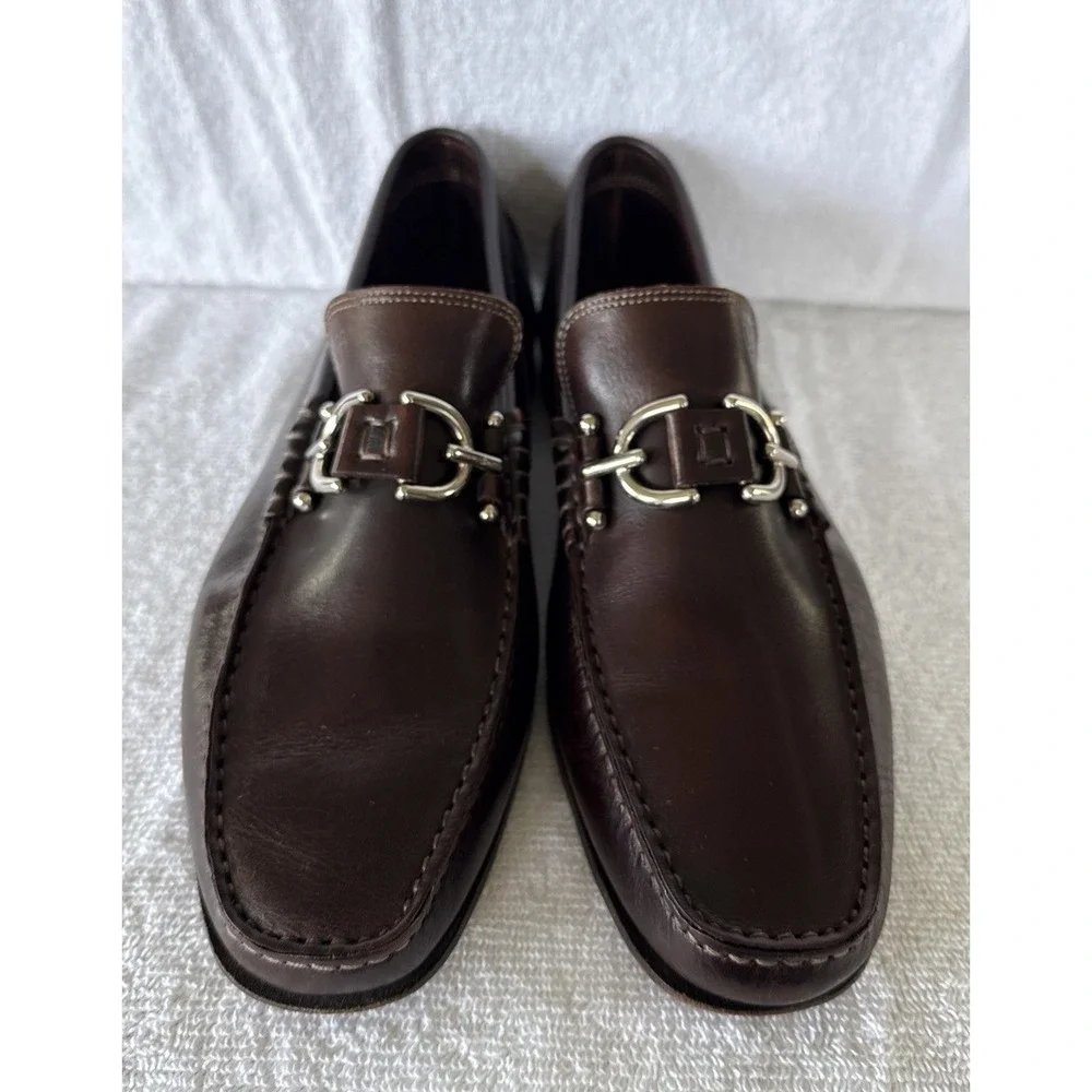 Donald J Pliner Men's Brown Leather Horsebit Loafers Italian Drivers Size 8M
